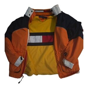 Tommy Hilfiger Mens Colorblock Jacket - Orange, Yellow, and Navy